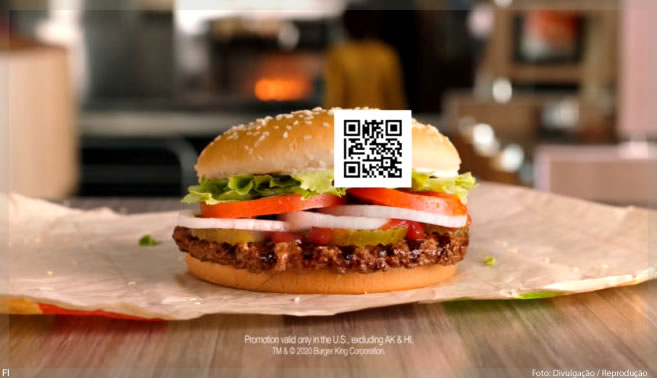 Comercial do BK dará Whopper grátis para os primeiros que escanearem o QR Code
