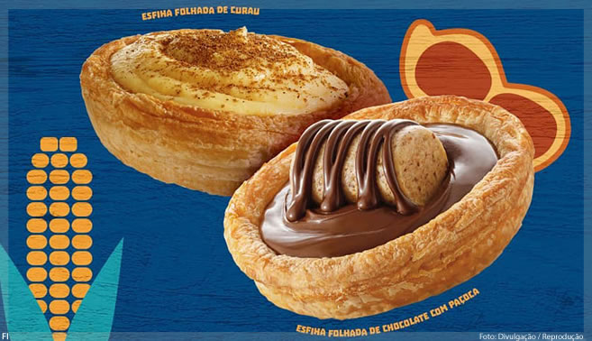Esfiha Folhada de Curau e de chocolate com paçoca são novidades do Habib’s para festa junina