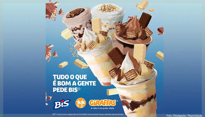 Giraffas lança novas sobremesas feitas com Bis