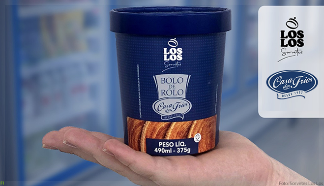 Sorvetes Los Los e a Casa dos Frios lançam sorvete de bolo de rolo